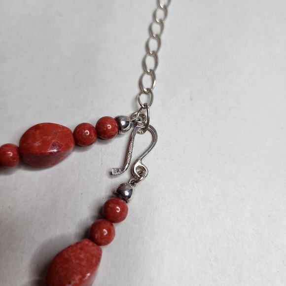 Jay King DTR Large Genuine Coral Statement Choker Necklace sterling Silver 925 - Picture 6 of 7